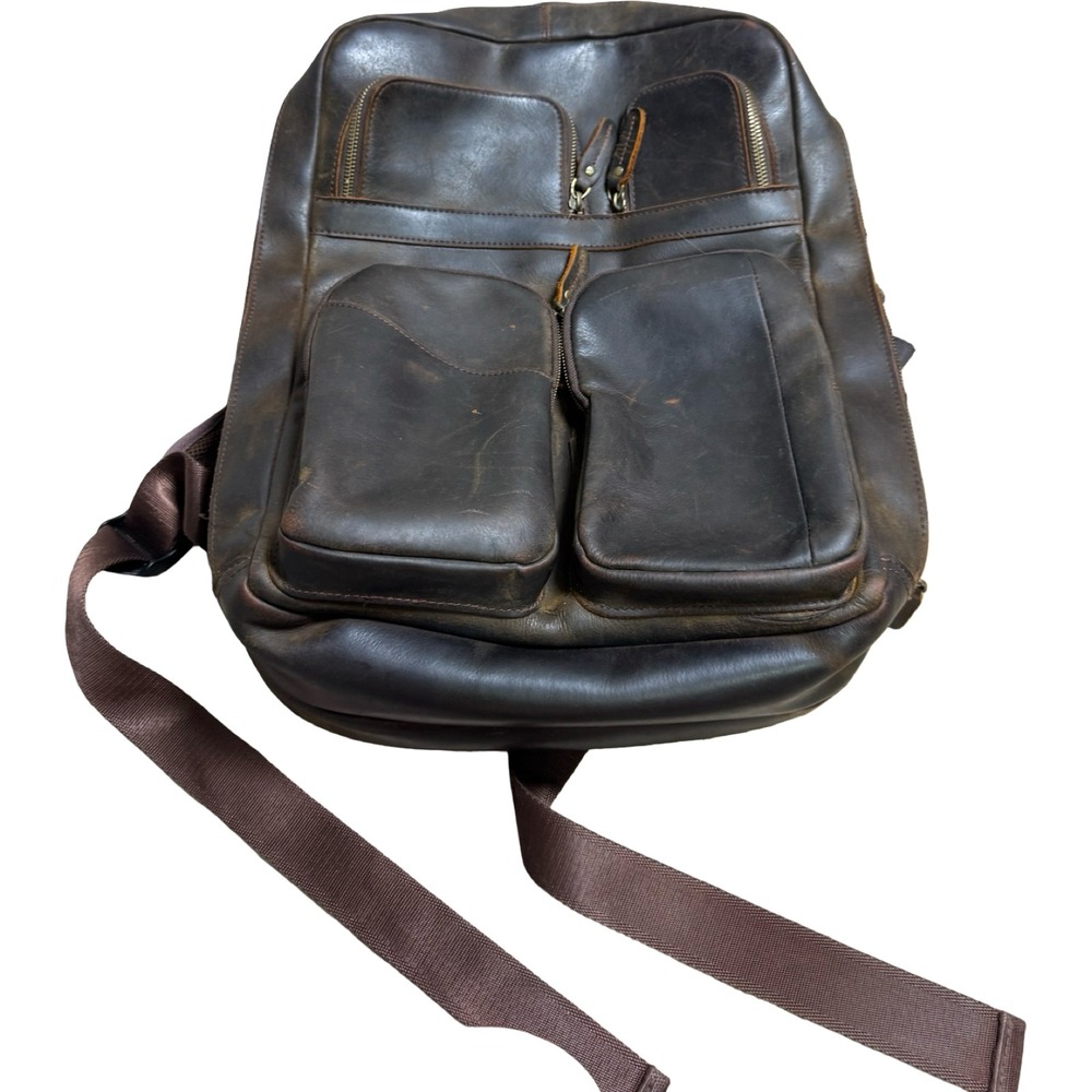 Tiding Leather Backpack Mens OS Brown Good Distressed Vintage Laptop Bag